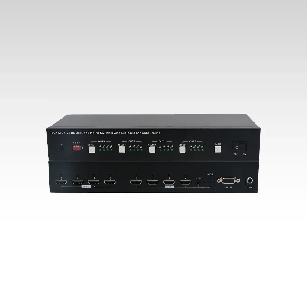 4K60 4:4:4 HDMI 4×4 Matrix Switcher with IR Remote, RS232 control