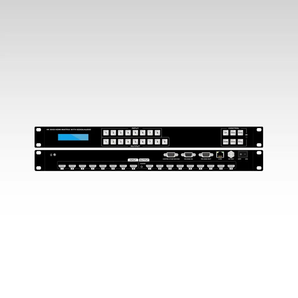 4K2K HDMI 8×9 Matrix Switcher with APP/WEB/IR Remote/PC software control