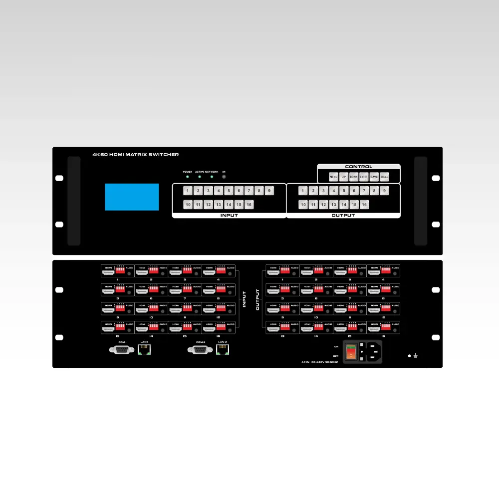 16×16 4K60 HDR HDMI2.0 Matrix Switcher with WEB GUI, APP control